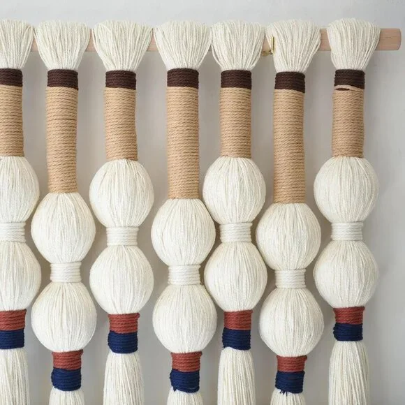 Macrame Wall Hanging Boho Wall Art Handmade Spherical Knot Design with Tassel Fr